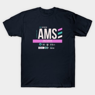 Amsterdam (AMS) Airport Code Baggage Tag T-Shirt